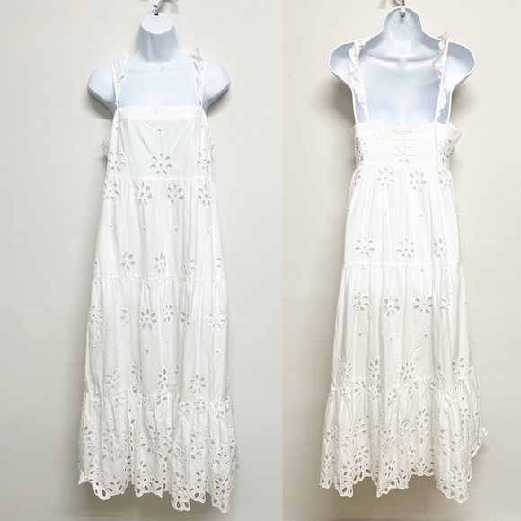 J Crew Womens Eyelet Peyton Broderie Anglaise Cotton Tiered Skirt Maxi Dress - Picture 2 of 10